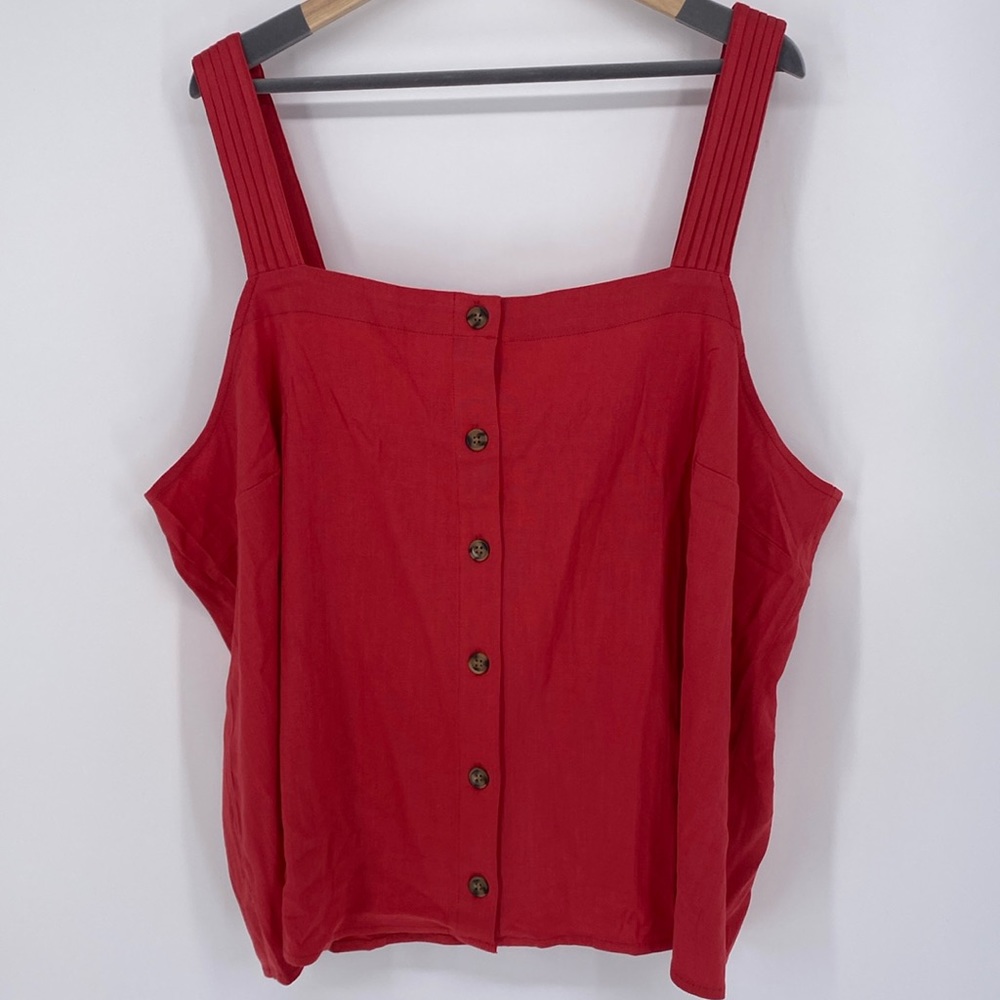 Market & Spruce Wide Pleated Strap Button Down‎ Chrysanthemum Camisole 2X NWT